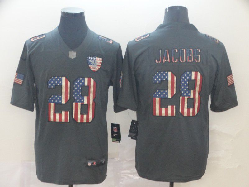 Men Oakland Raiders #28 Jacobs Carbon Black Retro USA flag Nike NFL Jerseys->san francisco 49ers->NFL Jersey